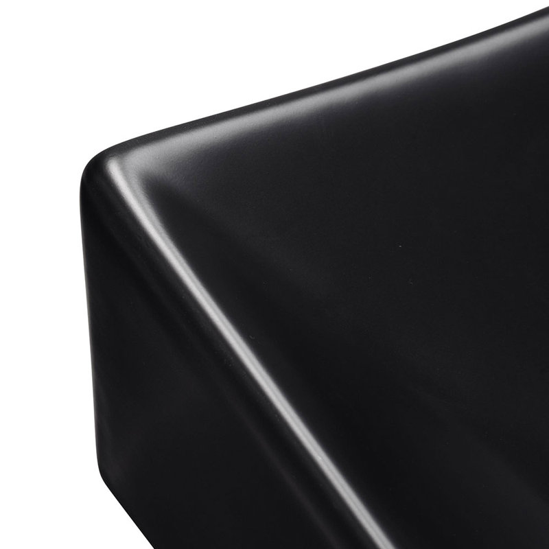 Aquaterior Porcelain Bathroom Vessel Sink 26"x15" Rectangle with Pop up Drain Above Counter Vanity Basin Black Industrial Modern