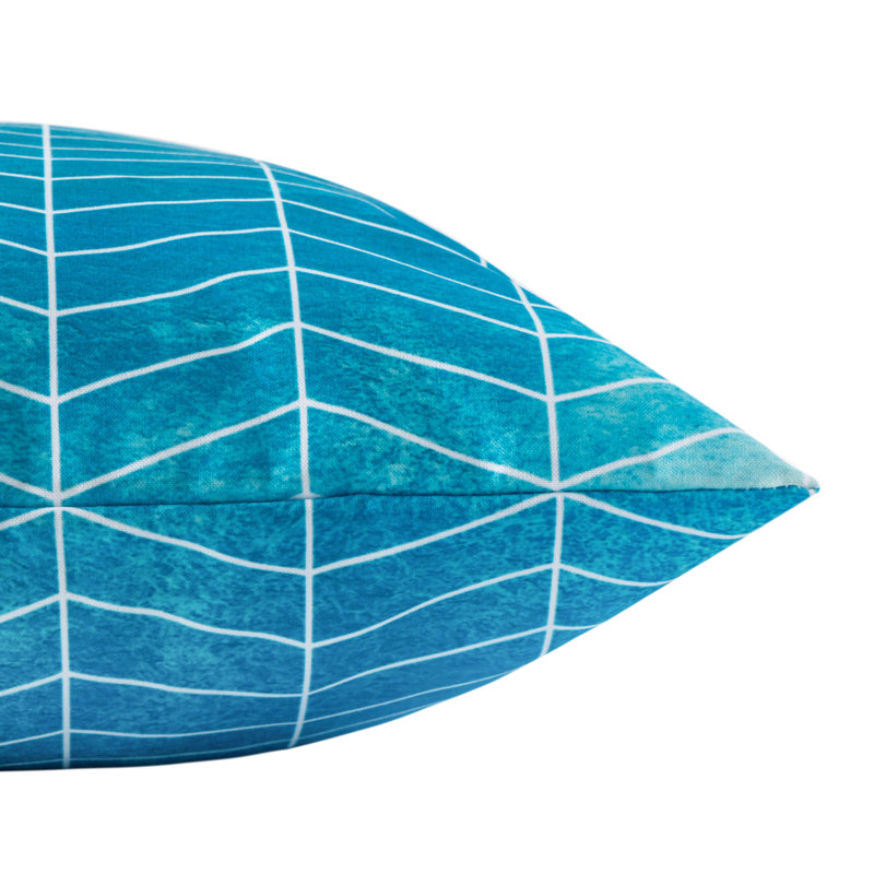 Coussin carré bleu zigzag