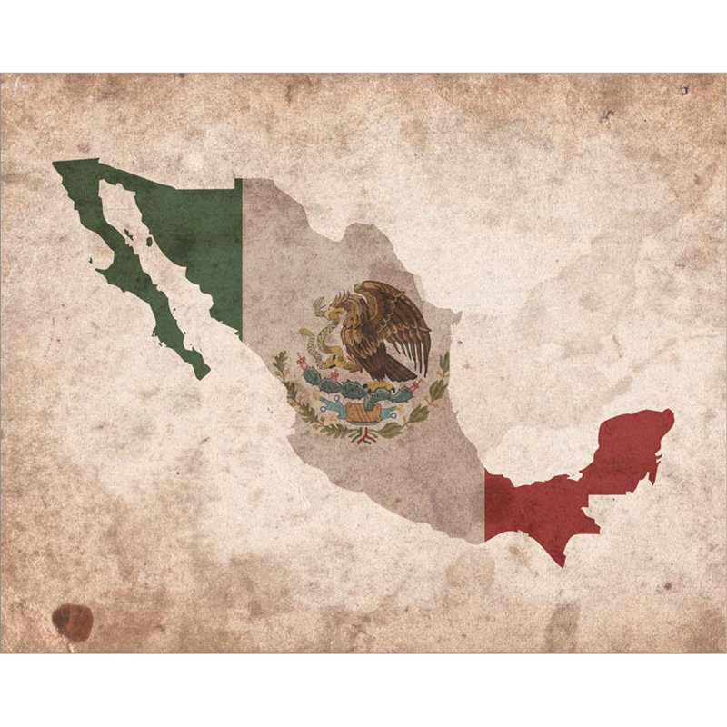 " Map With Flag Overlay Mexico "