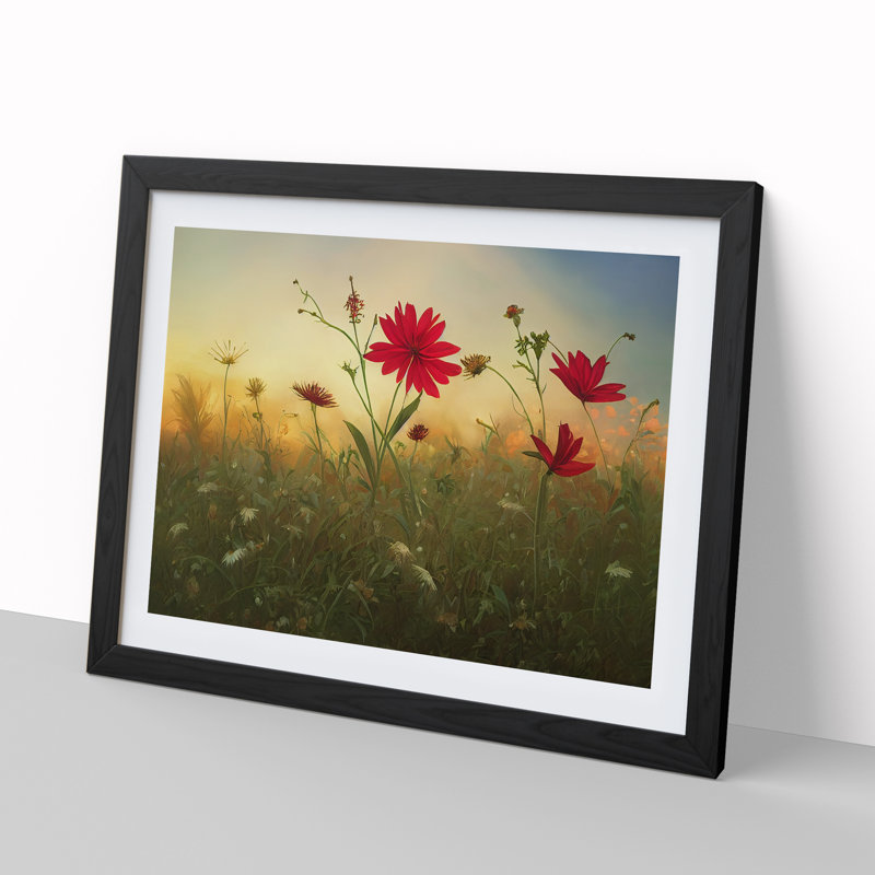 Dramatic Wildflowers Floral - Framed Print, Black Framed, 34cm H x 46cm W x 2cm D