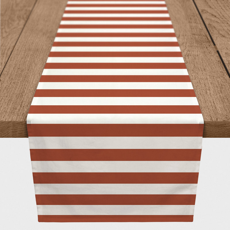 Chelene Rectangle Striped Polyester Table Runner, 16" D x 90" L, Brown, Stripted