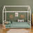 Twin Size Montessori Style Metal Floor Bed Frame, House Shaped Bed With Guardrails For Kids And Toddlers, Easy Assemble, No Slats, White-505393352-505393354
