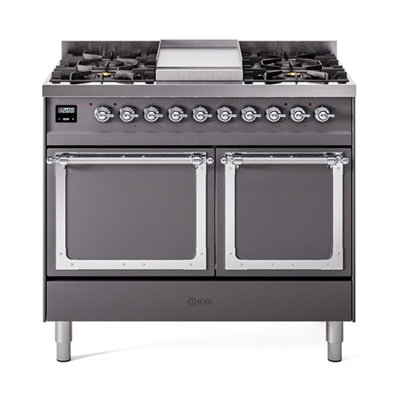 ILVE Nostalgie II Series 40 in. Dual Fuel Range with 6 Sealed Burners (Liquid Propane, Solid Door)