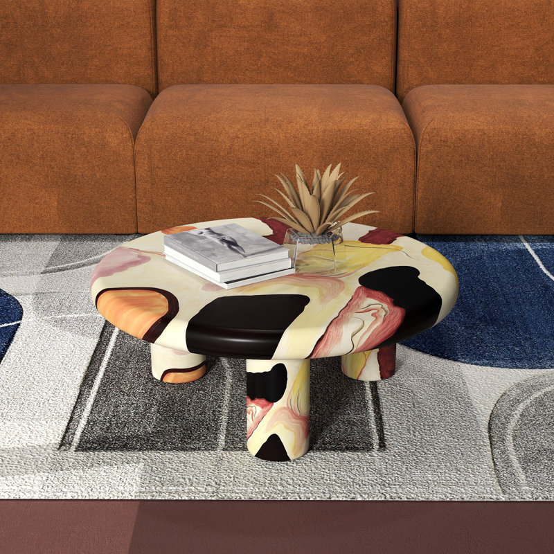 Table basse multicolore ronde moderne à 3 pieds