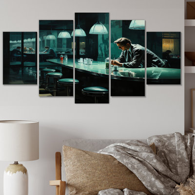 Masterpiece Nighthawks By Edward II - Masterpiece Canvas Print - 5 Panels