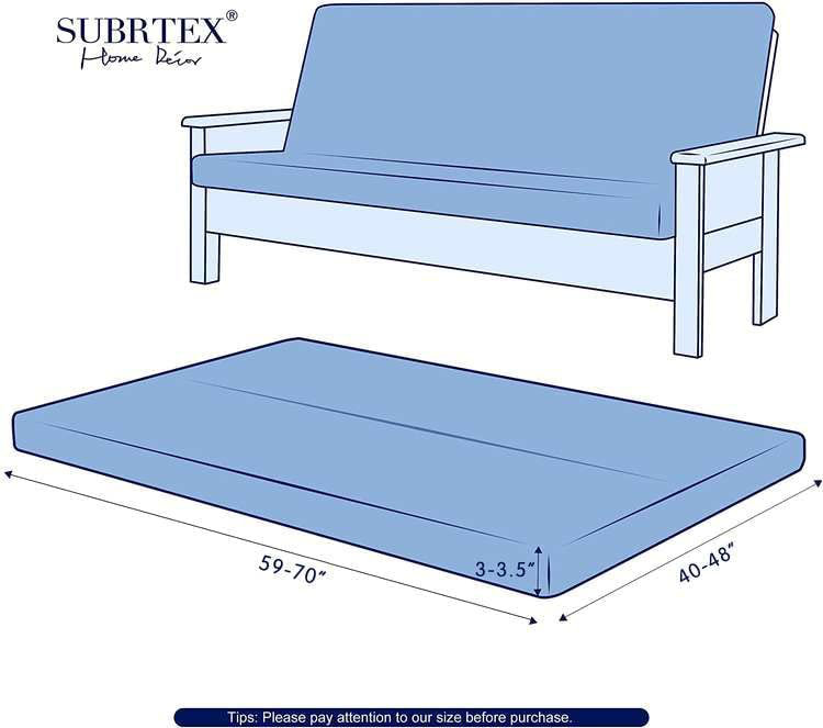 Housse pour futon à coussins carrés/rectangulaires, Gris