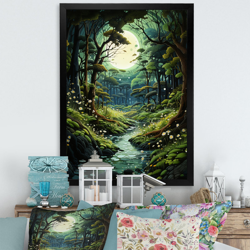 «Forest Enchanted Forest Pastoral I - Forest», art encadré, Cadre simple noir, H 40 po x l 30 po x P 1,5 po