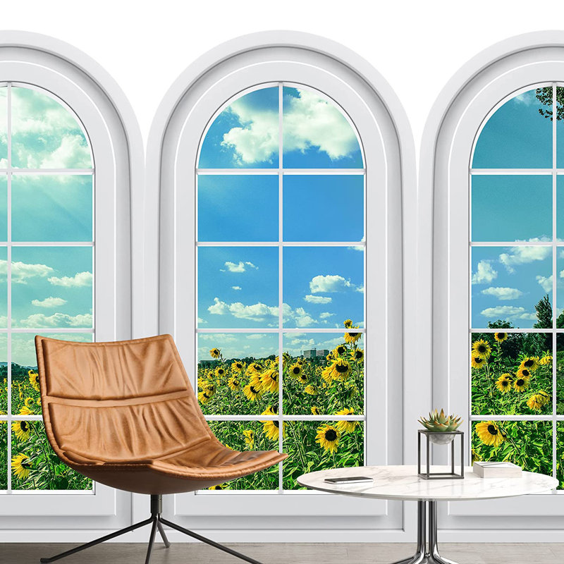 Panneau mural d'été nature champ de tournesols L 5,5 pi x l 96 po, L 100 po x l 144 po
