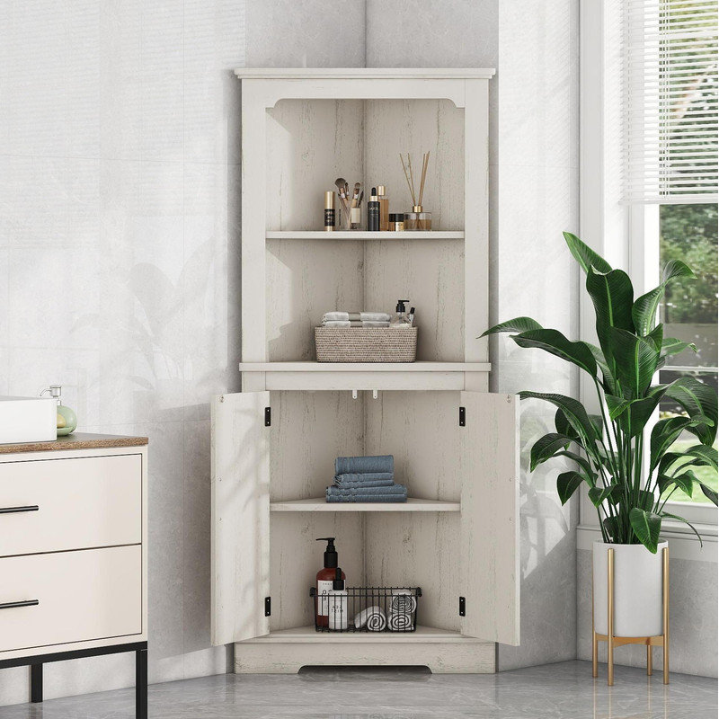 Grande armoire d'angle avec portes, Beige