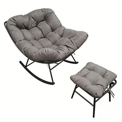 Rocking Chair with Adjustable Footrest-Gray