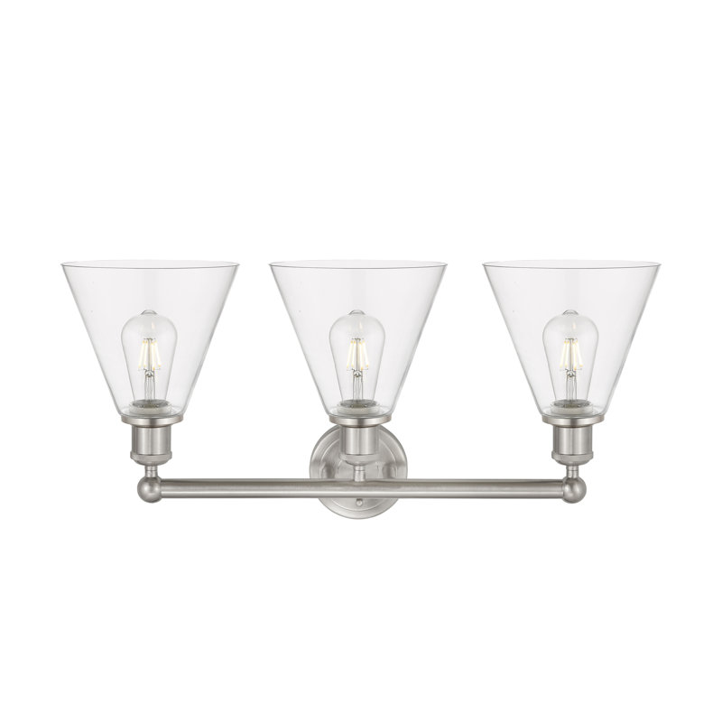 Éclairage de salle de bain à intensité variable à 3 lumières Beva, Transparent, Nickel satiné