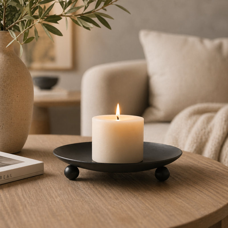 Candle Holder Tealight Candle Holder, 0.39" H x 3.9" W x 3.9" D, Black
