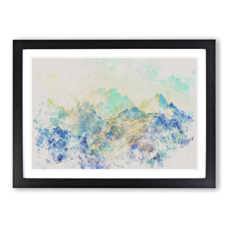 Mountain View Vol.1 - Picture Frame Painting, 65cm H x 90cm W x 2cm D, Black Framed