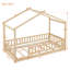 Structure de lit simple en bois avec clôture, pour enfants, adolescents, filles, garçons, naturel