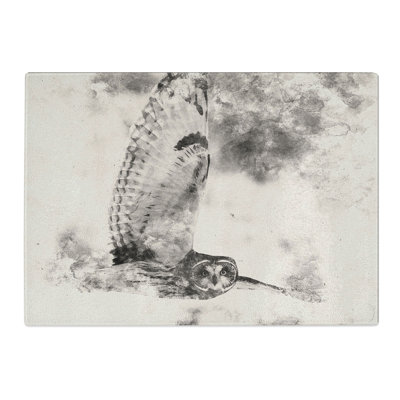 Tempered Glass Owl in Flight Chopping Board