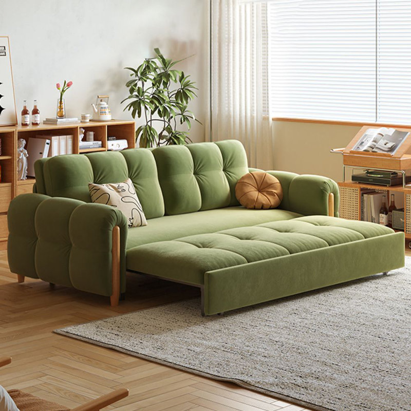 Canapé-lit modulaire en velours vert avec tiroirs avec rangement, H 35,43 po x l 74,8 po x P 33,46 po