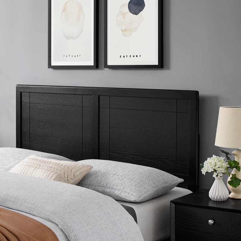 Archie Full Dark Wood Headboard with Window Pane Design