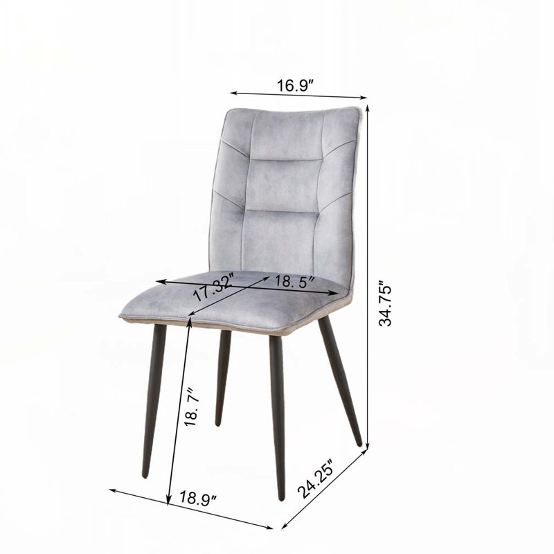 Chaises de salle à manger rembourrées en velours, Gris clair