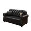 Canapé Chesterfield de 63 po avec garniture cloutée et accoudoirs roulés, canapé de style Mid-Century moderne capitonné avec boutons capitonnés, inclus 2 coussins, noir-1326294022