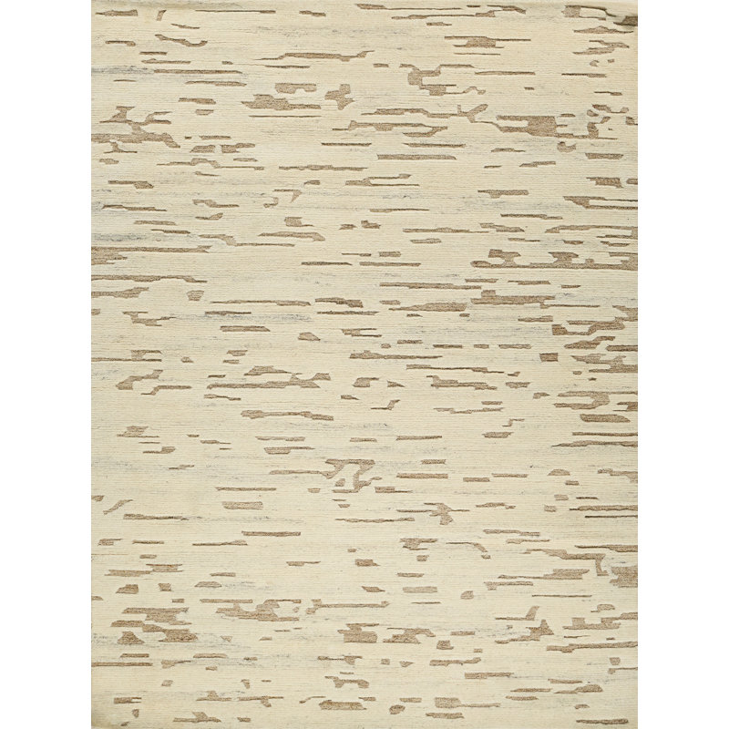 Boulder Hand Knotted Wool Beige Area Rug, 8'X10'