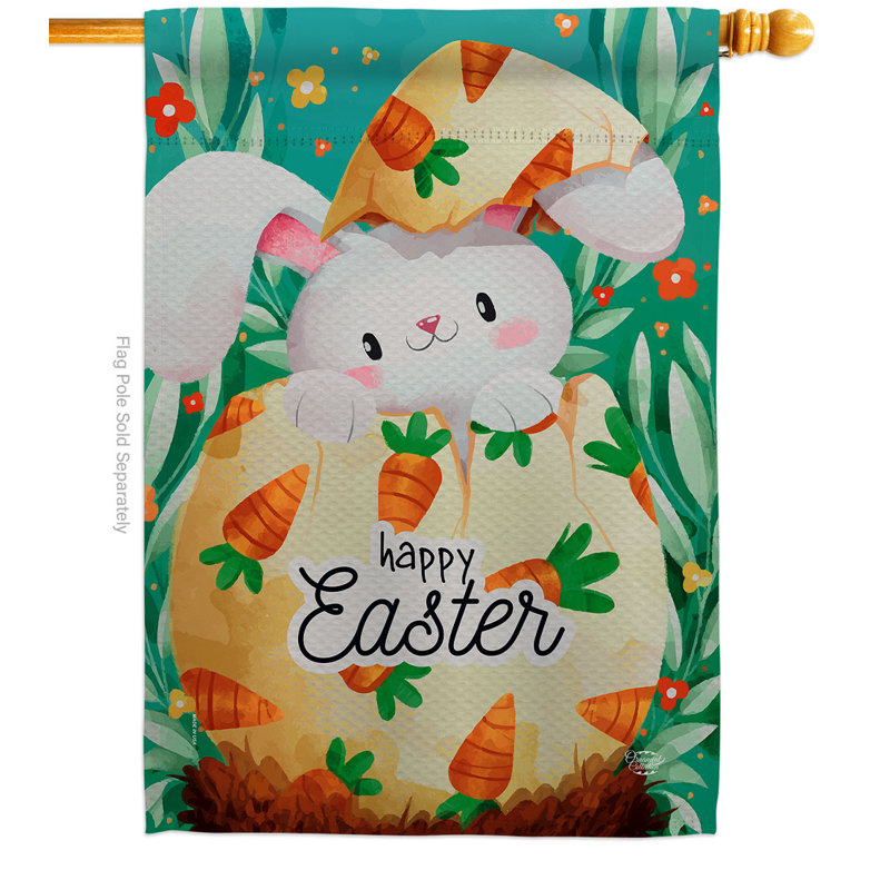 Drapeau de jardin caché avec lapin de Pâques, H 40 po x l 28 po