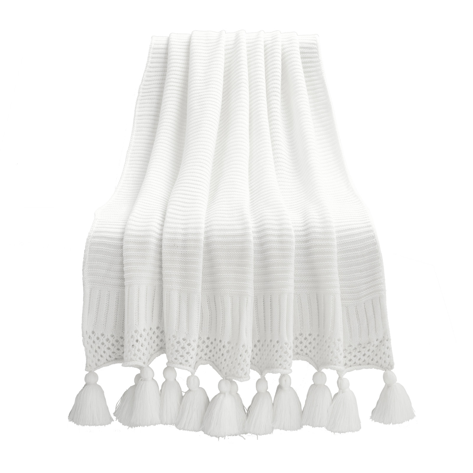 Shafira Plastic / Acrylic Knitted Throw Blanket, White