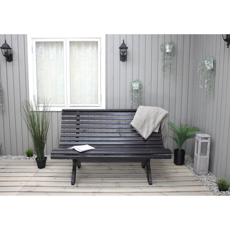 Oluna Solid Wood Pine Outdoor Bench, Dark Coffee, 87cm H x 140cm W x 74cm D