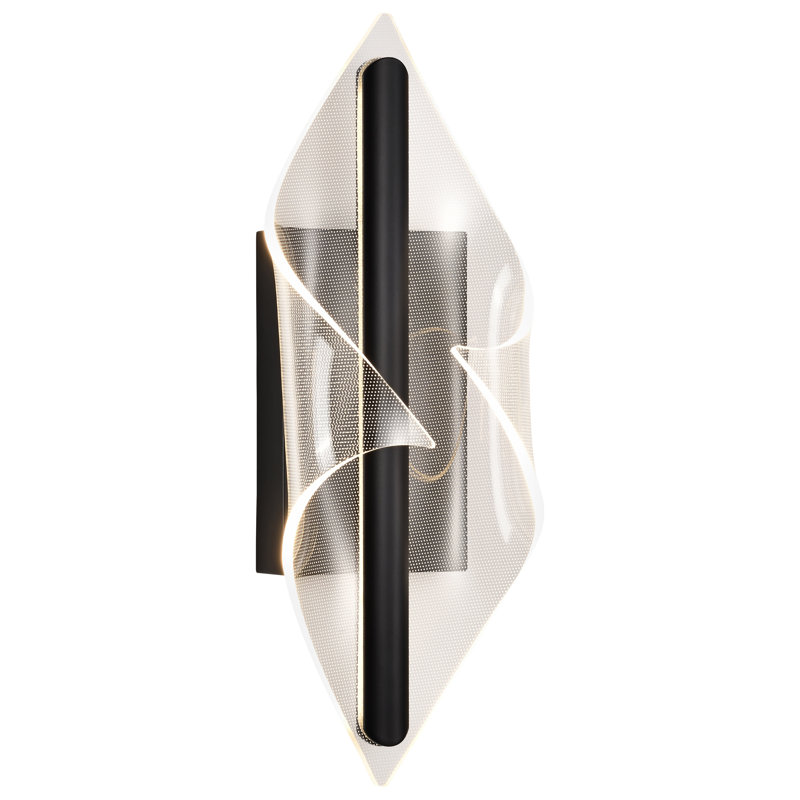Petite applique murale Antwon à DEL - Noir mat - Lentille en acrylique sérigraphiée, H 17,75 po x l 6,25 po x P 4,13 po