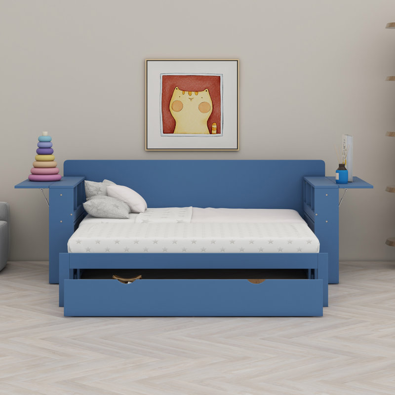 Lit de jour avec bureau amovible, Bleu