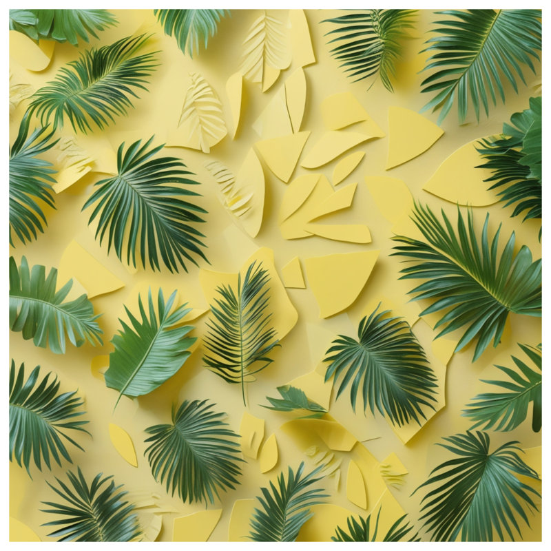 Tapisserie murale feuilles de palmier tropicales - décoration murale feuillage, H 68 po x l 80 po avec 4 œillets