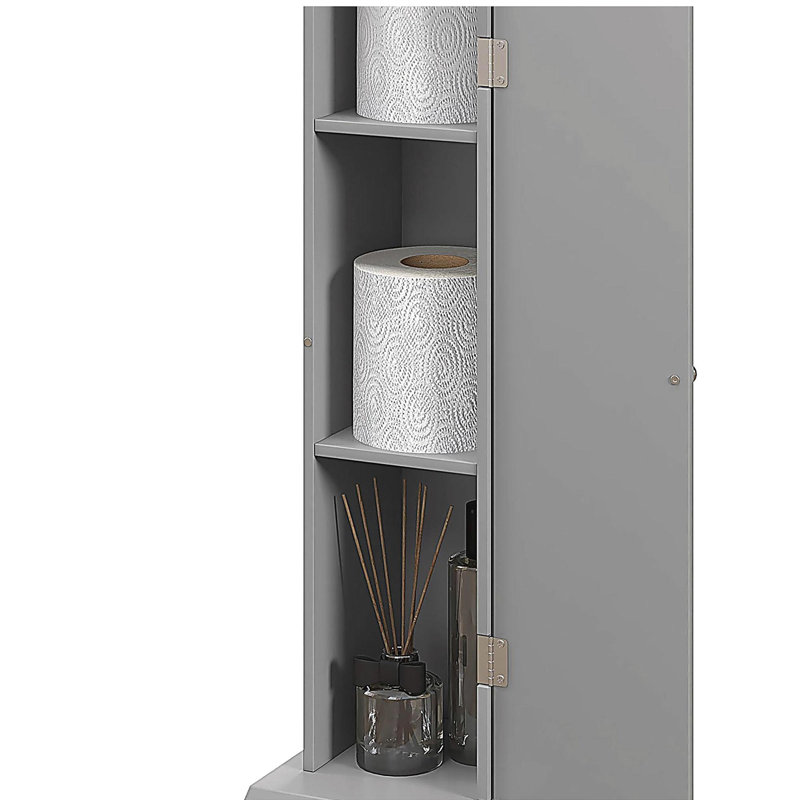 Armoire à papier hygiénique, armoire de coin de petite salle de bain avec portes et tablettes, rangement pour salle de bain mince