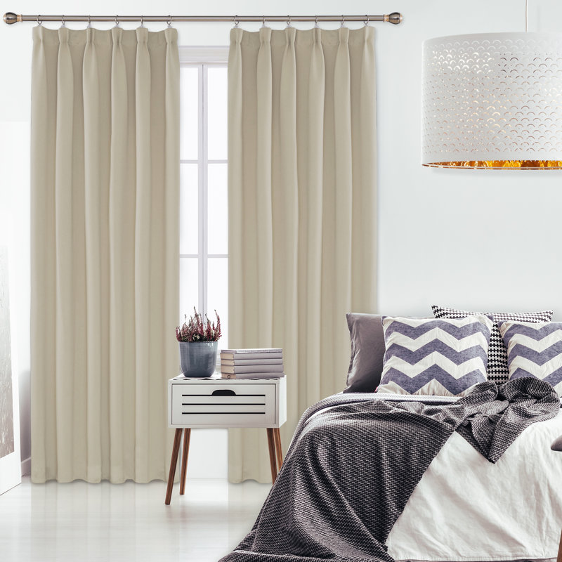 Farhod Blackout Curtain Pair, Beige, 168cm Width x 229cm Drop