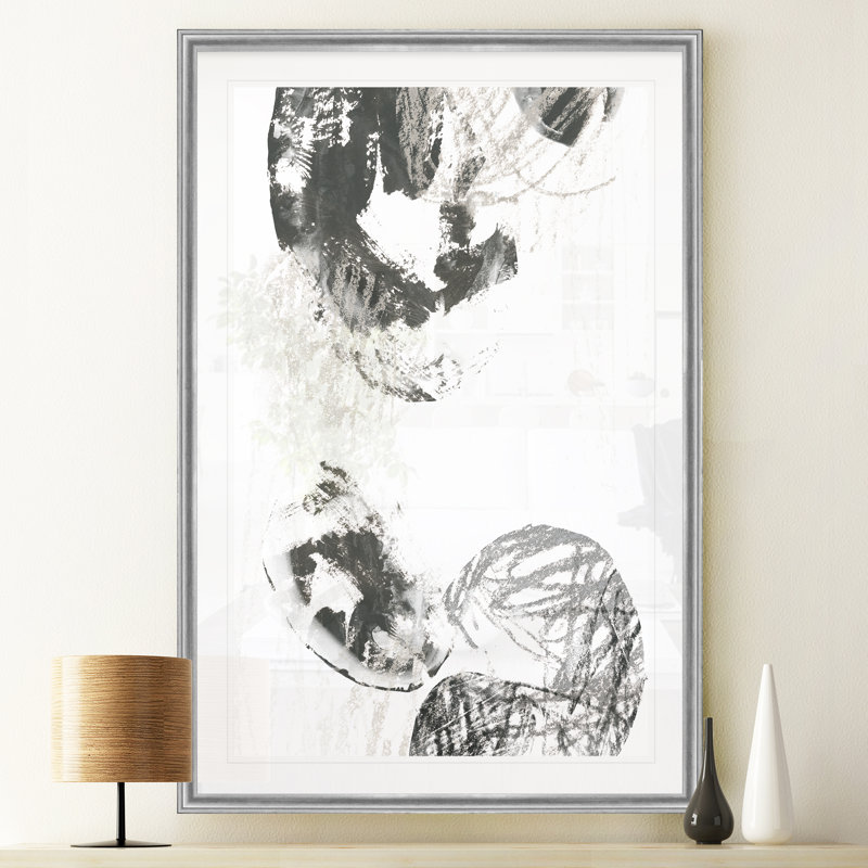 «Scribble Stones III», reproduction sur toile, H 30,5 po x l 42,5 po x P 1,5 po, Encadrement argenté
