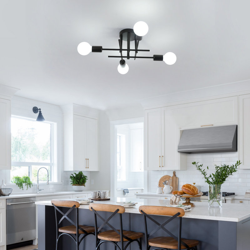 Black 4-Light Branch Ceiling Light