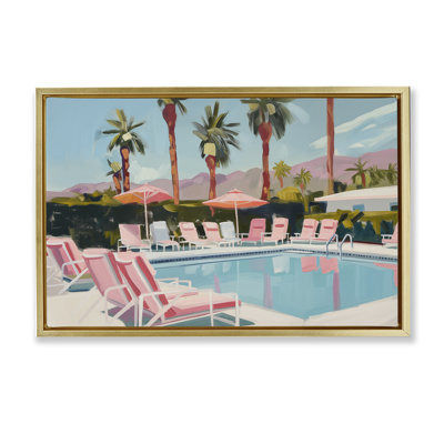  Palm Springs Swimming Pool Framed Floater Canvas by Arlington Prints