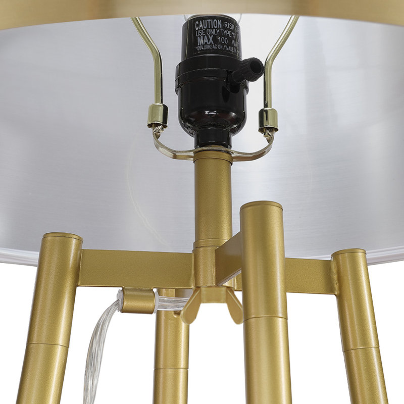 Akram 60.62'' Gold/White Column Floor Lamp