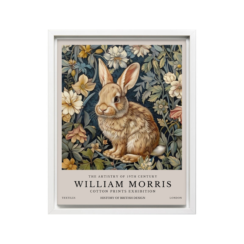 William Morris - Lapin n ° 1, Canvas, White Framed, 08"H x 10"W