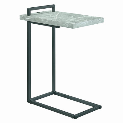 Grey Matte Metal C-shaped Table with USB Charging Port