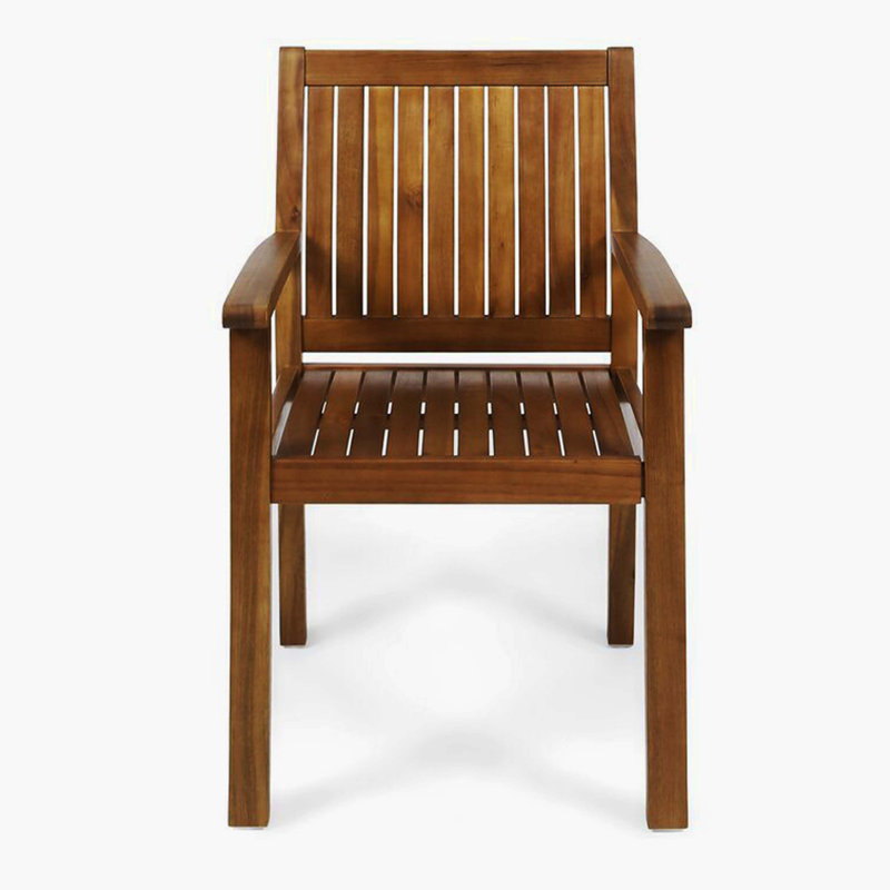 Ensemble de salle à manger 7 pièces en bois d'acacia, 6 chaises modernes et 1 grande table pour la pelouse, la cour, la terrasse du jardin et le bord de la piscine, teck