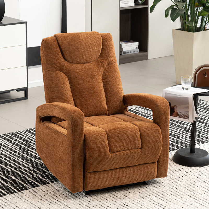 Berdean Upholstered Pushback Manual Recliner, Orange