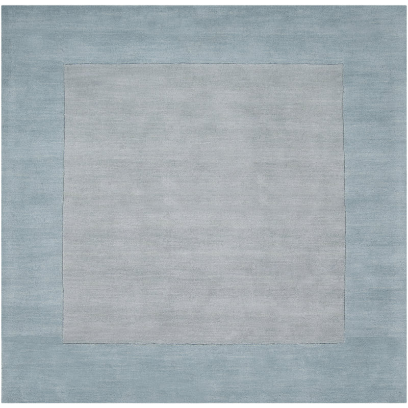 Tapis gris / turquoise en laine tissé à la main Dolma, Carré 6 pi