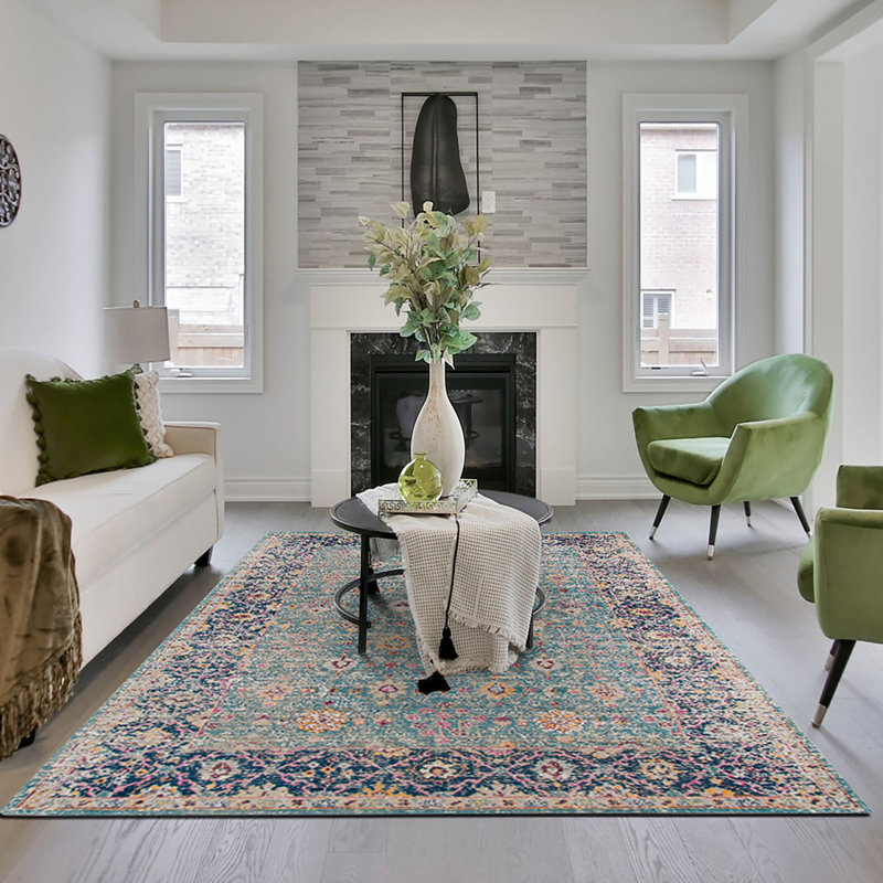 Kinslee Traditional Bordered Low Pile Performance Area Rug, Rectangle 8'11" x 11'11"