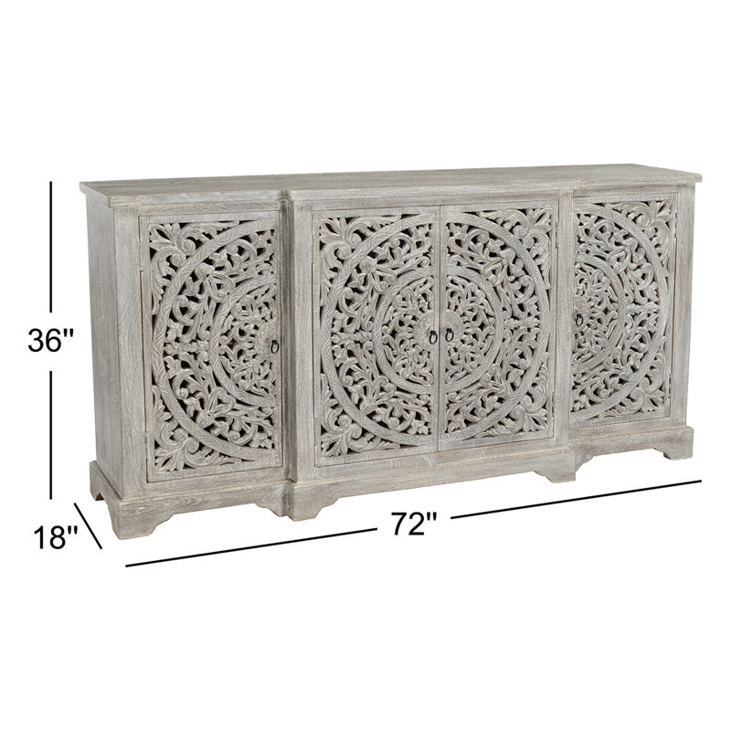 Clairabelle 72'' W Solid Wood Sideboard, Gray