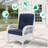 3-piece Outdoor Conversation Bistro Set, Patio Wicker Rocking Chairs Rattan Furniture Sets W/ 2 Rattan Chairs, Cushions, Glass Top Side Table For Garden Porch Backyard (white Wicker)-39968762