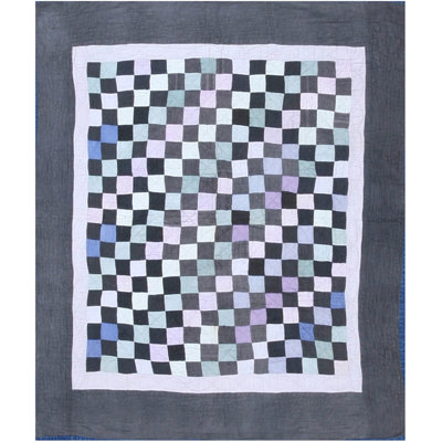 Antique Multicolor Checkerboard Pattern Small American Quilt