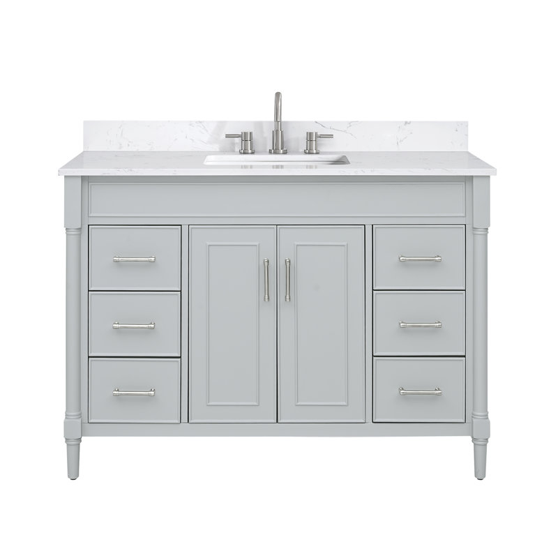 Light Gray 49'' Single Bathroom Vanity with Engineered Stone Top