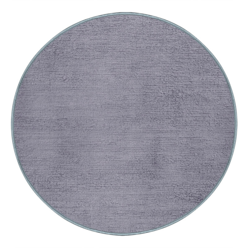 Tapis bleu abstrait lavable à la machine, Rond 3 pi