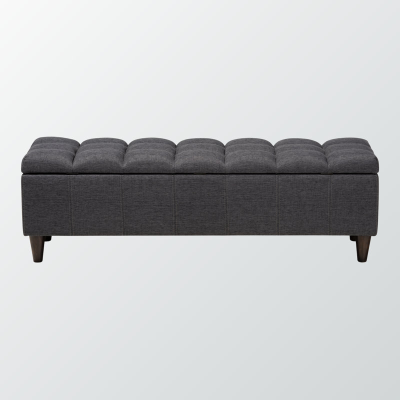 Claes Rectangle Upholstered Ottoman in Dark Grey, 14.9'' H X 15.25'' D X 47.9'' W, Dark Gray Velvet