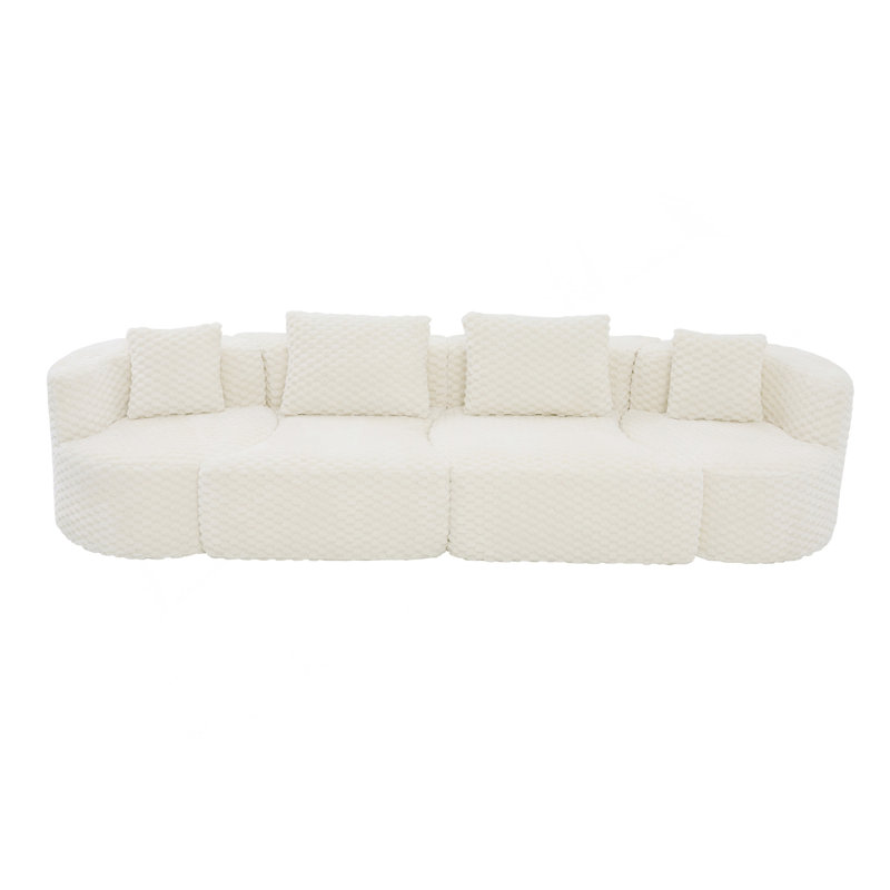 Canapé modulaire modulaire 137,8 po, Polyester blanc, Blanc