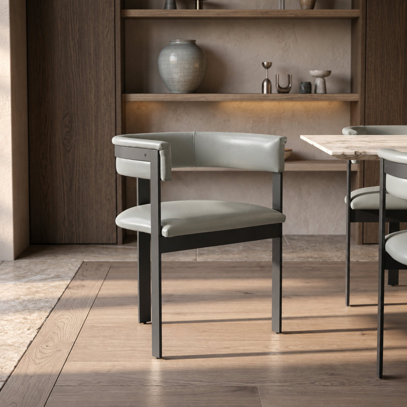 Ferol - Modern Faux Leather Dining Chair, Gray/Black
